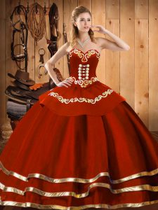 Charming Wine Red Lace Up Vestidos de Quinceanera Embroidery Sleeveless Floor Length