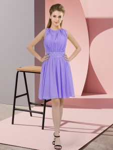 Great Lavender Sleeveless Knee Length Sequins Zipper Dama Dress