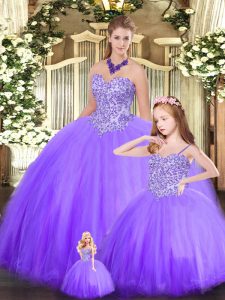 Noble Eggplant Purple Lace Up Quinceanera Dresses Beading Sleeveless Floor Length