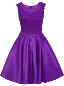Satin Sleeveless Mini Length Dama Dress for Quinceanera and Lace