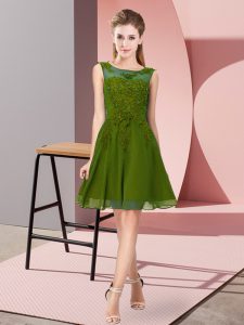 Modern Knee Length Empire Sleeveless Olive Green Vestidos de Damas Zipper