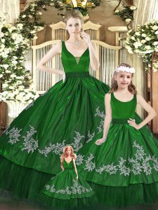 Best Green Sleeveless Organza Zipper Sweet 16 Dress for Military Ball and Sweet 16 and Quinceanera