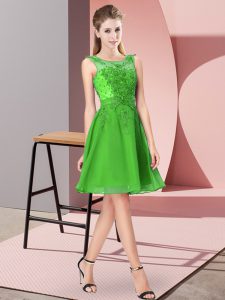 Green Sleeveless Chiffon Zipper Court Dresses for Sweet 16 for Prom and Party and Wedding Party