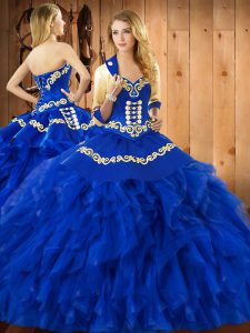 Fancy Floor Length Ball Gowns Sleeveless Blue Sweet 16 Quinceanera Dress Lace Up