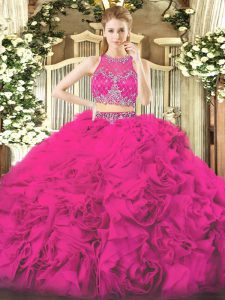 Customized Sleeveless Beading Zipper Ball Gown Prom Dress