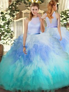 Multi-color Sleeveless Ruffles Floor Length Ball Gown Prom Dress