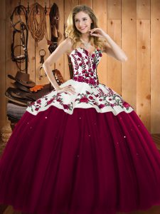 Hot Sale Sleeveless Lace Up Floor Length Embroidery 15 Quinceanera Dress