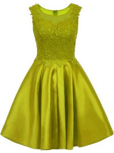 Wonderful Mini Length Zipper Dama Dress for Quinceanera Olive Green for Prom and Party with Lace