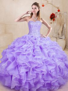 Noble Sleeveless Beading and Ruffles Lace Up Quinceanera Gowns