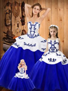 Hot Selling Tulle Sleeveless Floor Length 15th Birthday Dress and Embroidery