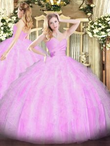Wonderful Floor Length Lilac 15th Birthday Dress Sweetheart Sleeveless Lace Up