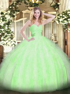 Best Beading and Ruffles Quinceanera Gowns Lace Up Sleeveless Floor Length