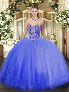 Dynamic Floor Length Ball Gowns Sleeveless Blue Quince Ball Gowns Lace Up