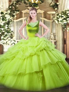 Exceptional Sleeveless Side Zipper Floor Length Beading and Pick Ups 15th Birthday Dress