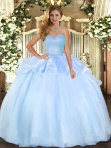 High End Organza Sleeveless Floor Length Sweet 16 Quinceanera Dress and Beading and Ruffles