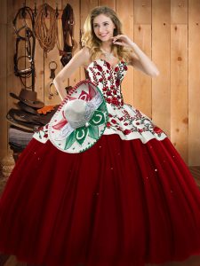 Fashion Floor Length Ball Gowns Sleeveless Wine Red Quinceanera Gown Lace Up