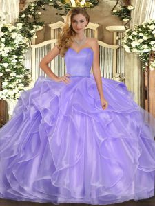 Charming Floor Length Lavender Quinceanera Dresses Sweetheart Sleeveless Lace Up