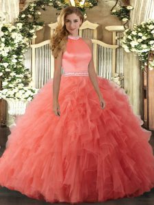 Sleeveless Beading and Ruffles Backless Quinceanera Gowns