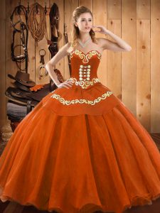 Gorgeous Tulle Sweetheart Sleeveless Lace Up Ruffles Sweet 16 Dress in Rust Red