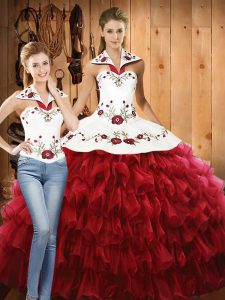 Artistic Organza Sleeveless Floor Length Quinceanera Gowns and Embroidery and Ruffled Layers