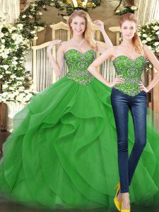 Wonderful Sleeveless Lace Up Floor Length Beading and Ruffles 15 Quinceanera Dress