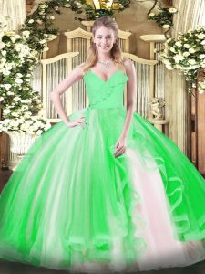 Pretty Tulle Sleeveless Floor Length Quinceanera Dress and Ruffles