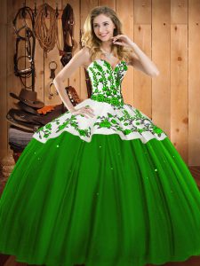 Modest Floor Length Ball Gowns Sleeveless Green 15th Birthday Dress Lace Up