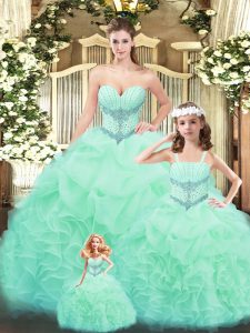 Lovely Floor Length Ball Gowns Sleeveless Apple Green Sweet 16 Quinceanera Dress Lace Up