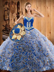 Clearance With Train Multi-color Ball Gown Prom Dress Sweetheart Sleeveless Sweep Train Lace Up