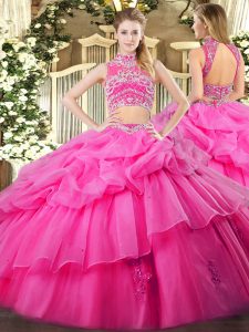 Exquisite Sleeveless Backless Floor Length Beading and Ruffles and Pick Ups 15th Birthday Dress