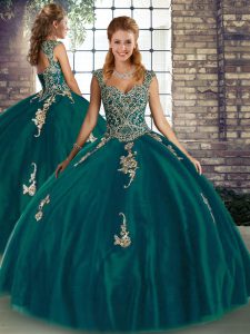 Luxurious Sleeveless Beading and Appliques Lace Up Sweet 16 Dresses