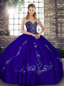 Fantastic Purple Sweetheart Lace Up Beading and Embroidery Sweet 16 Dresses Sleeveless