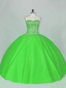 On Sale Green Sweetheart Neckline Beading Quinceanera Dresses Sleeveless Lace Up