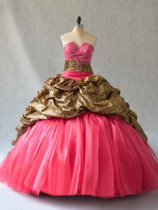 Organza Sleeveless Floor Length Quinceanera Gown and Beading and Pick Ups