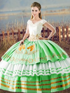 Wonderful Apple Green Sleeveless Satin Lace Up Sweet 16 Quinceanera Dress for Sweet 16 and Quinceanera