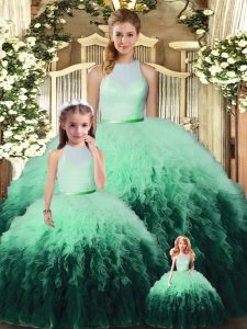 Charming Multi-color Sleeveless Floor Length Ruffles Backless 15th Birthday Dress