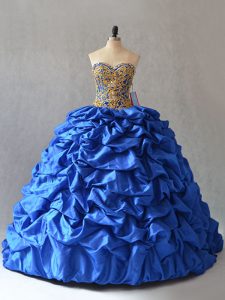 Sweetheart Sleeveless Taffeta Quinceanera Gowns Beading and Pick Ups Lace Up