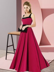 Attractive Sleeveless Floor Length Belt Zipper Dama Dress for Quinceanera with Fuchsia