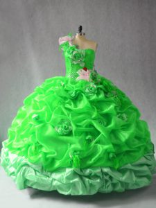 Floor Length Lace Up 15th Birthday Dress for Sweet 16 and Quinceanera with Pick Ups and Hand Made Flower