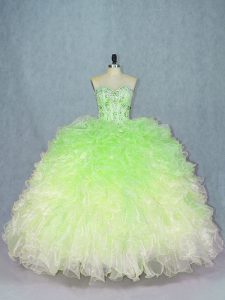 Lovely Floor Length Lace Up Quinceanera Dress Multi-color for Sweet 16 and Quinceanera with Beading and Ruffles