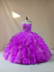 Spectacular Sweetheart Sleeveless Quinceanera Dresses Beading and Ruffles Lace Up