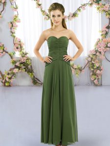 Spectacular Empire Quinceanera Court of Honor Dress Dark Green Sweetheart Chiffon Sleeveless Floor Length Lace Up