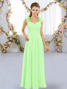 Empire Quinceanera Court Dresses Straps Chiffon Sleeveless Floor Length Lace Up