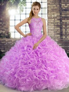 Gorgeous Sleeveless Lace Up Floor Length Beading 15 Quinceanera Dress