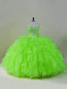Beauteous Sleeveless Organza Floor Length Lace Up Ball Gown Prom Dress in with Ruffles