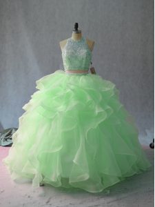 Fashionable Apple Green Sleeveless Backless Sweet 16 Quinceanera Dress for Sweet 16 and Quinceanera