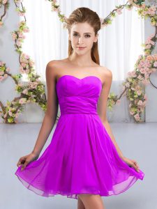 Inexpensive Mini Length Purple Quinceanera Dama Dress Sweetheart Sleeveless Lace Up