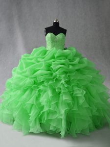Fabulous Organza Sleeveless Floor Length Sweet 16 Quinceanera Dress and Beading and Ruffles and Pick Ups