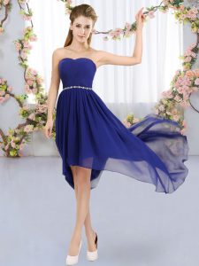 Royal Blue Strapless Lace Up Beading Dama Dress for Quinceanera Sleeveless