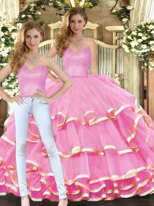 Organza Sleeveless Floor Length Quinceanera Gown and Ruffled Layers